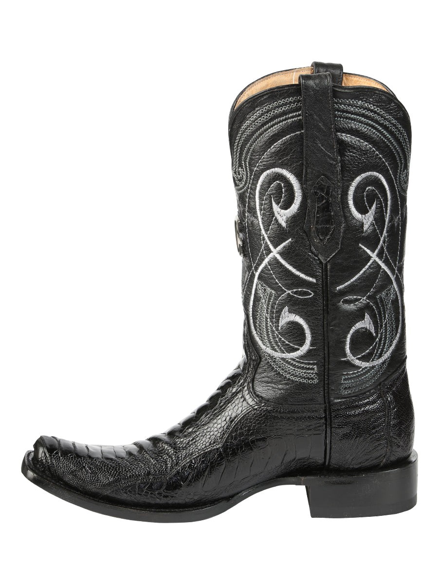 El General Men's Exotic Ostrich Leg Cowboy Boots - Black 45510