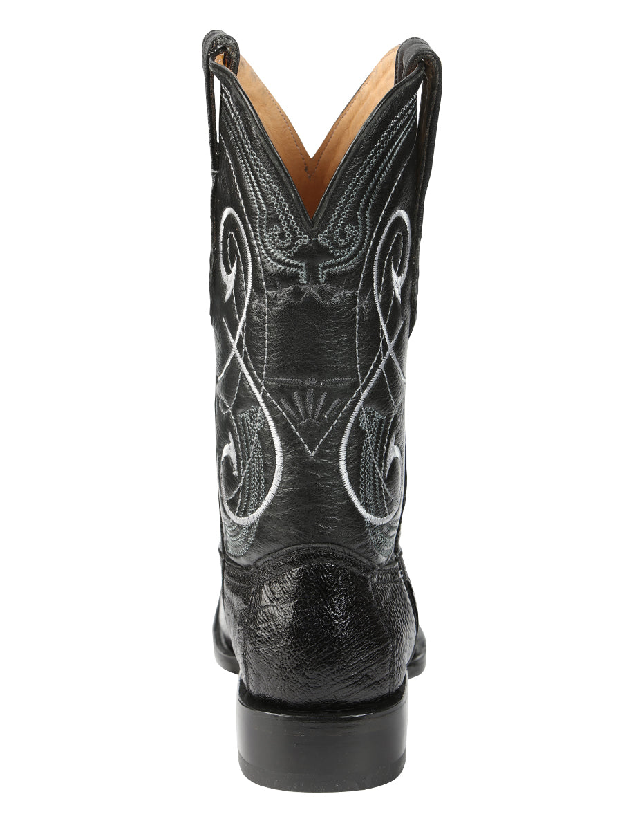 El General Men's Exotic Ostrich Leg Cowboy Boots - Black 45510
