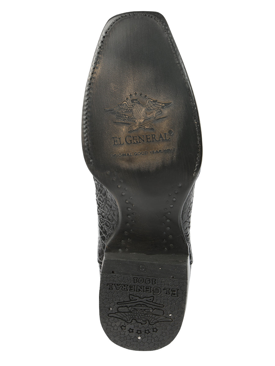 El General Men's Exotic Caiman Belly Cowboy Boots - Black 45518