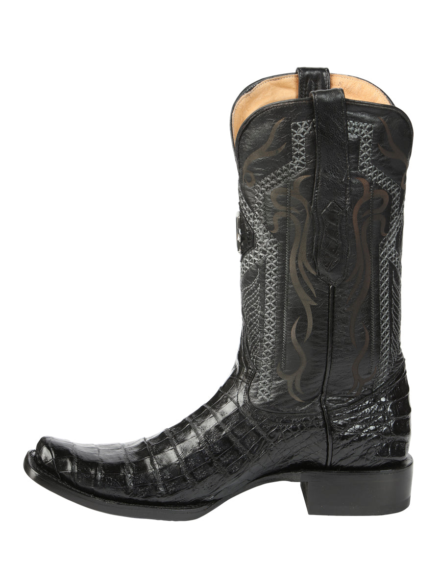 El General Men's Exotic Caiman Belly Cowboy Boots - Black 45518